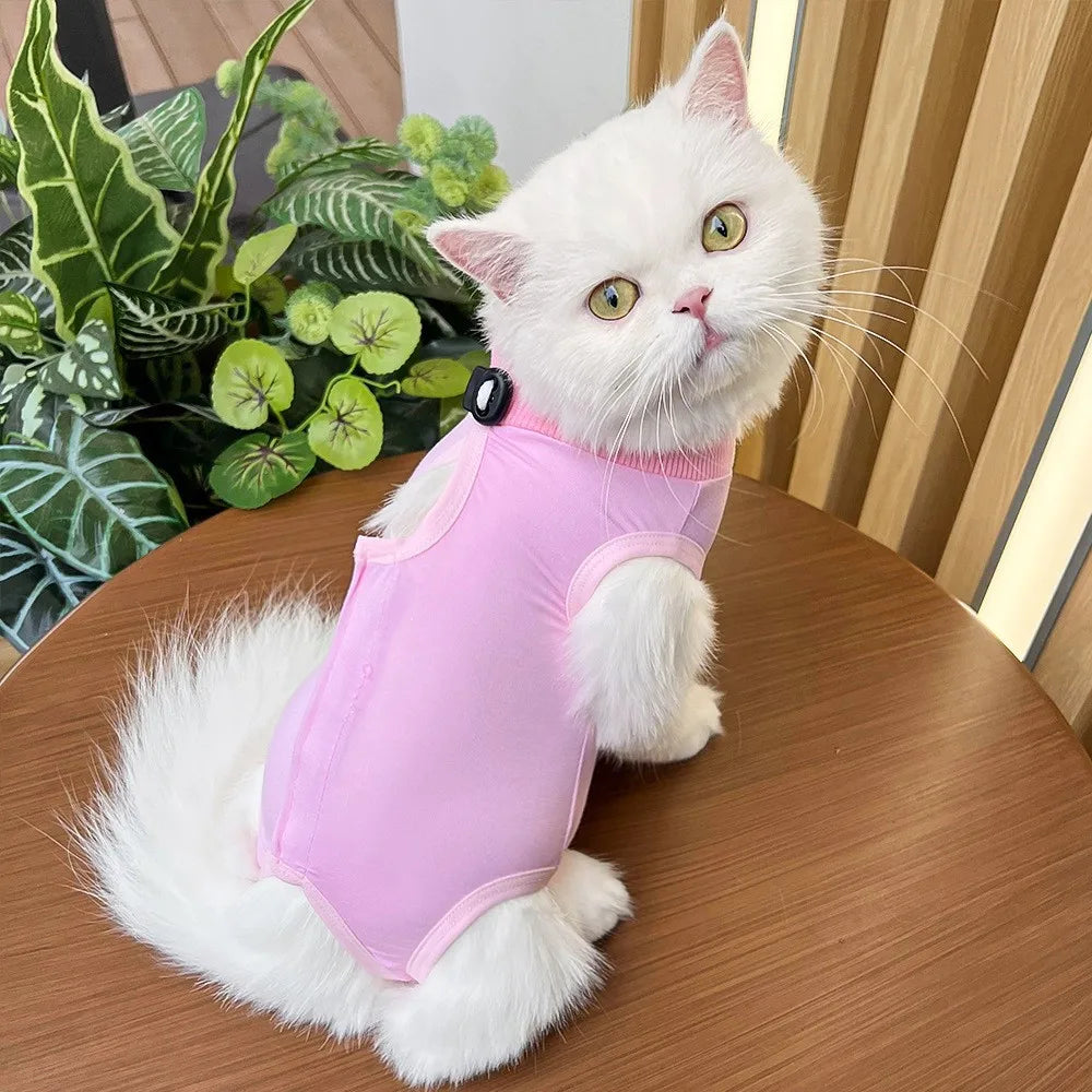 Pet Supplies, Cat Clothes, Cat Sterilization Vest, Anti Licking And Biting Soft And Super Elastic Short Blue Cat Supplies