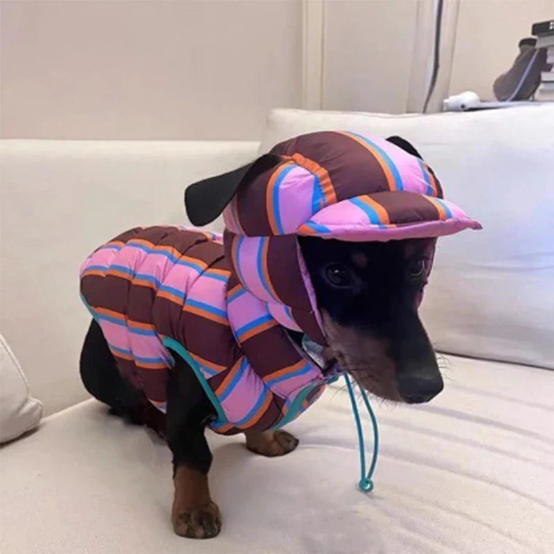 Autumn Winter Warm  Pet Clothing Stripe Double Sided Wearable Dogs Cats Wadded Jacket Cute Soft Thickened Small Dog Cotton Coat