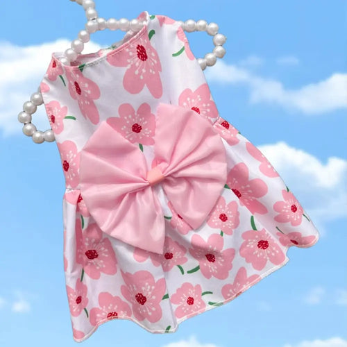 Cat Costume Floral Printed Cat Dog Dress Cute XS-XXL Puppy Princess Skirt Wedding Dress Bowknot Pet Skirt Kitten