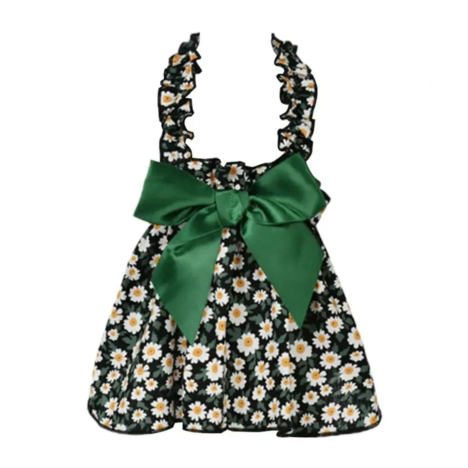 Fashion Cat Pet Dog Dress Sleeveless Cyan Flower Slim Style Cat Princess Dog Dresses Summer Clothes Puppy Skirt Chihuahua Bichon