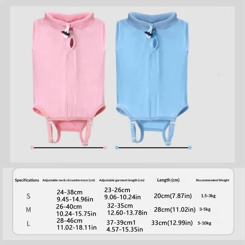 Cat Vest Adjustable Cat Recovery Suit Comfortable Breathable Cat Sterilization Suit Solid Color Soft Cat Jumpsuit Pet Supplies