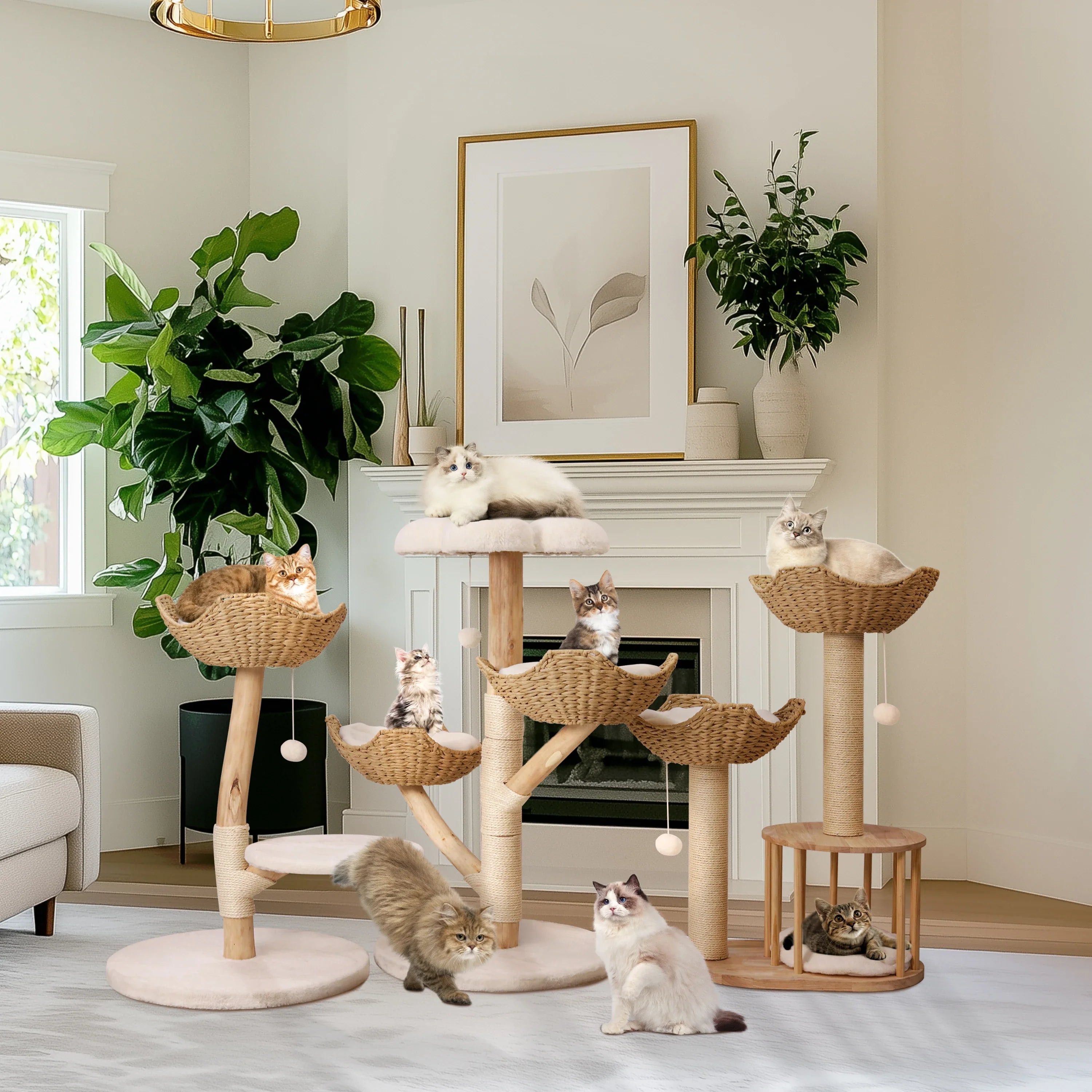 Bingopaw Cat Tree Tower Condo Furniture Scratch Post for Kittens Pet House Play