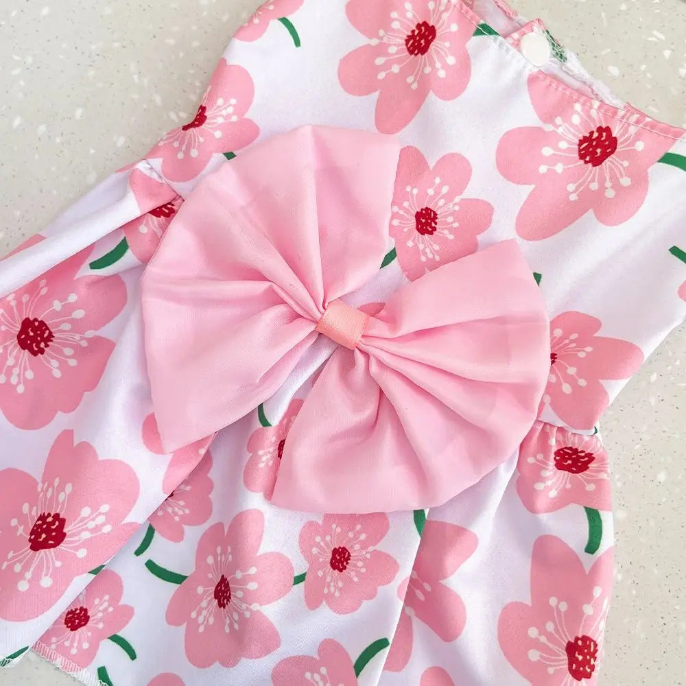 Cat Costume Floral Printed Cat Dog Dress Cute XS-XXL Puppy Princess Skirt Wedding Dress Bowknot Pet Skirt Kitten