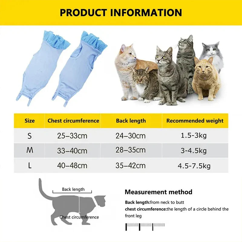 Cat Recovery Suit Sterilization Post-Operative Clothes Prevent Lick After Surgery Recovery Protection Suit Cat Weaning Bodysuit
