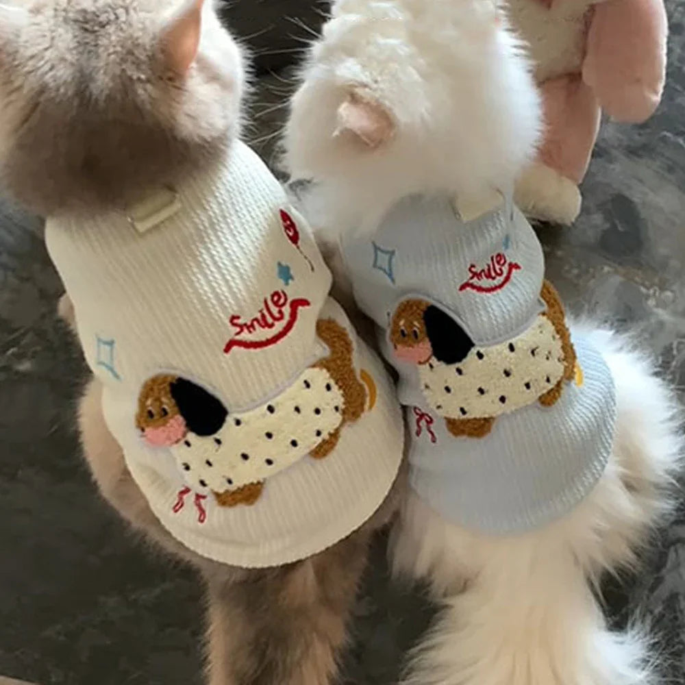 Breathable Small Dog Vest Clothes Soft Winter Warm Cute Cat Clothes for Small Cat Vest Undershirt Dogs Clothes with Hook