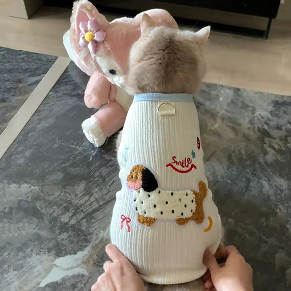 Soft Puppy Clothes Summer Cute Cat Clothes for Small Cat Vest Undershirt Breathable Small Dog Vest Pet Supplies with Hook