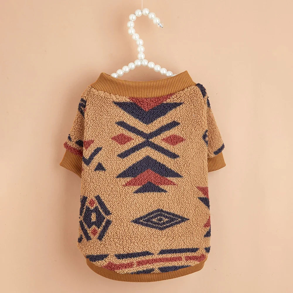 Totems Print Puppy Dog Sweater for Small Dogs Winter Warm Pet Hoodie Clothes Poodle Schnauzer Bichon Pullovers mascotas Clothing