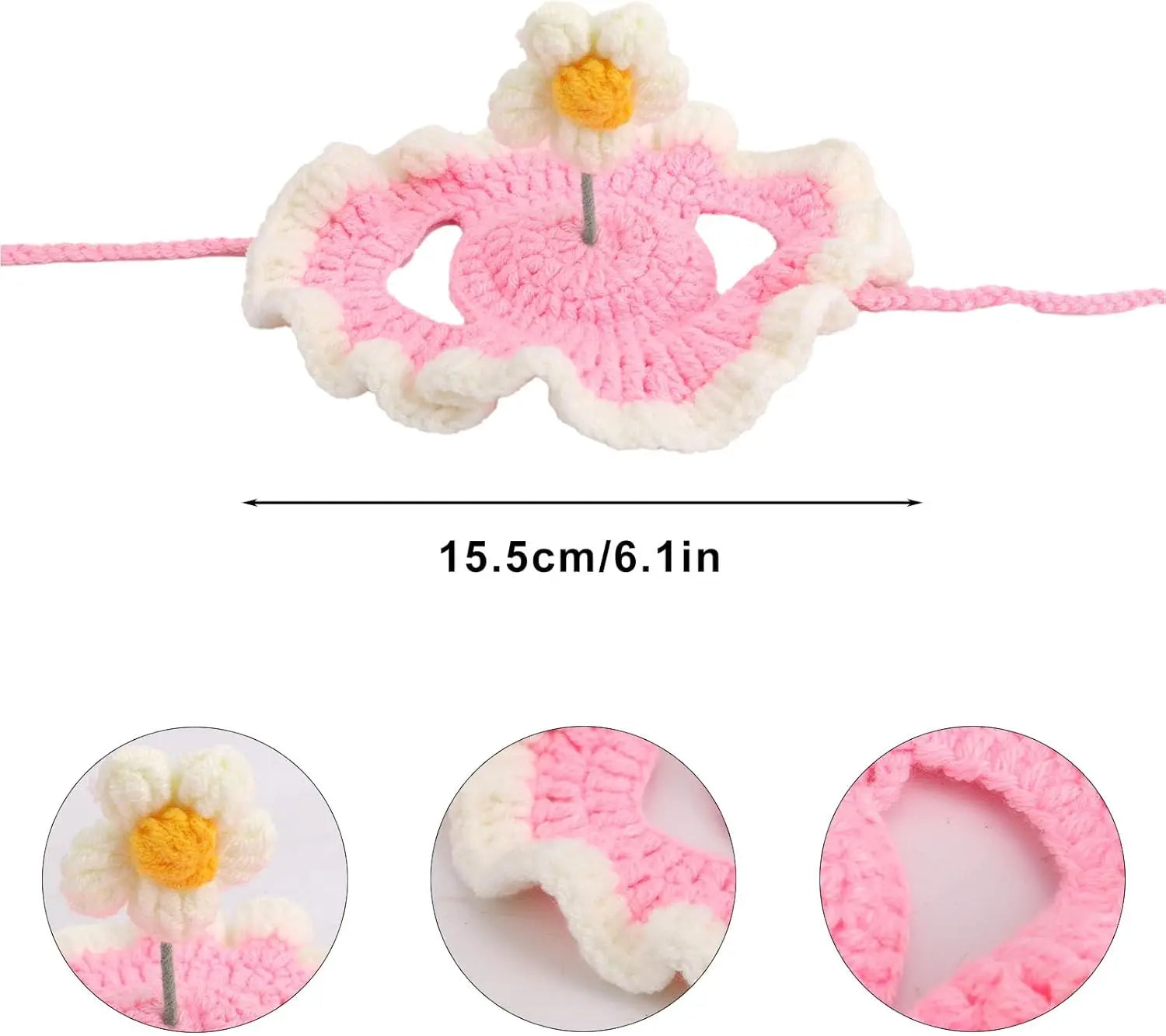 Cat Hat, Cute Flower Crochet Cat Hat Knitted Costume Headwear for Kitten Dog Puppy Pet Small Knit Cap Clothes Decoration