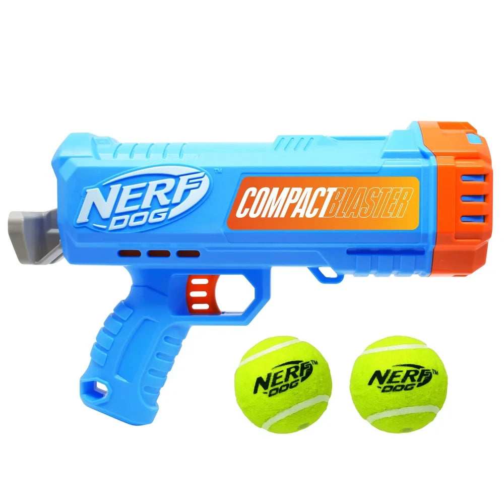Compact Tennis Ball Launcher Dogs with 2 Balls Hands-Free Pickup Portable 40ft Distance Chewable Waterproof Easy Storage