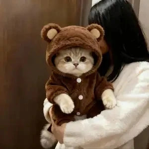 Winter Autumn Warm Four Legged Pet Clothes Fleece Lined Thickened Outfits For Cats Golden Gradient Ragdoll Small To Medium Dogs