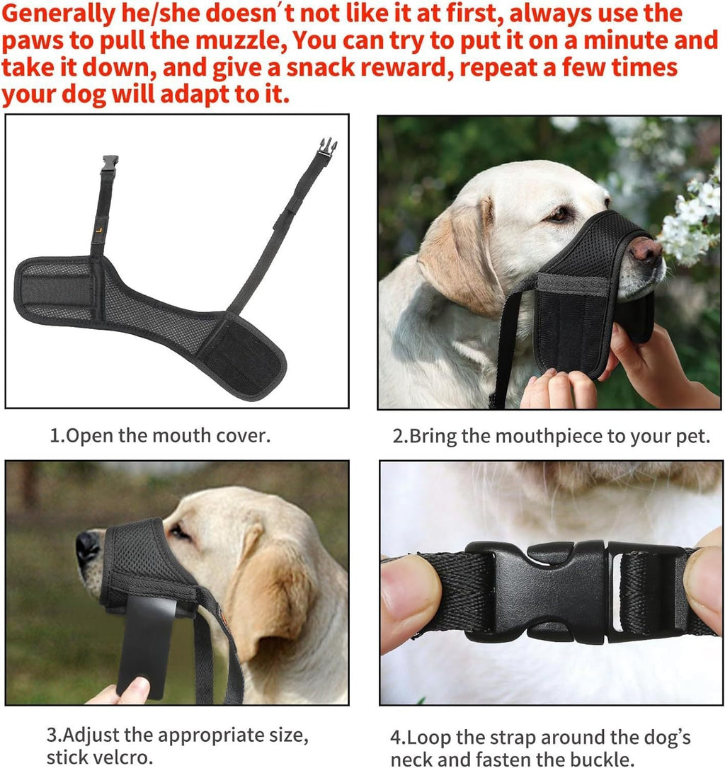 Dog Muzzle For Large Medium Small Dogs Mesh Muzzle For Dog To Prevent Biting Chewing Licking Eating Soft Dog Muzzle With Front Opening Design For Drinking Panting